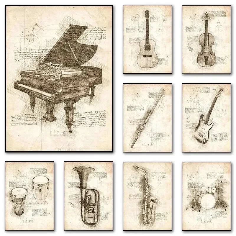 Musical Instrument Piano - 1 шт. безрамная картина на холсте,