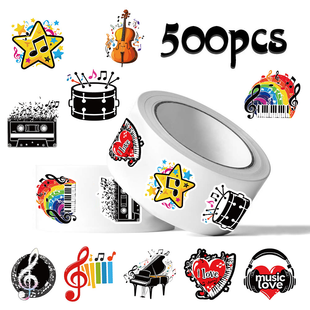 Musical Instrument Diy For Kids - 500 шт., рулонные наклейки, музыкальные инструменты,
