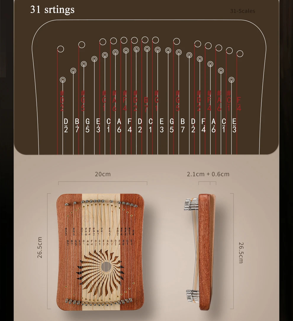 Лира Hluru с 31 струной, калир – обзор и цена Musical Instrument Lyre